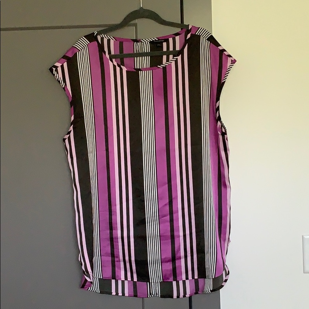 Striped high low curved hem top
